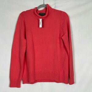 J. Crew Sweater Size L NWT Cotton Funnel Neck Pink Coral Color